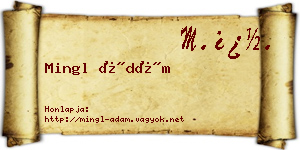 Mingl Ádám névjegykártya